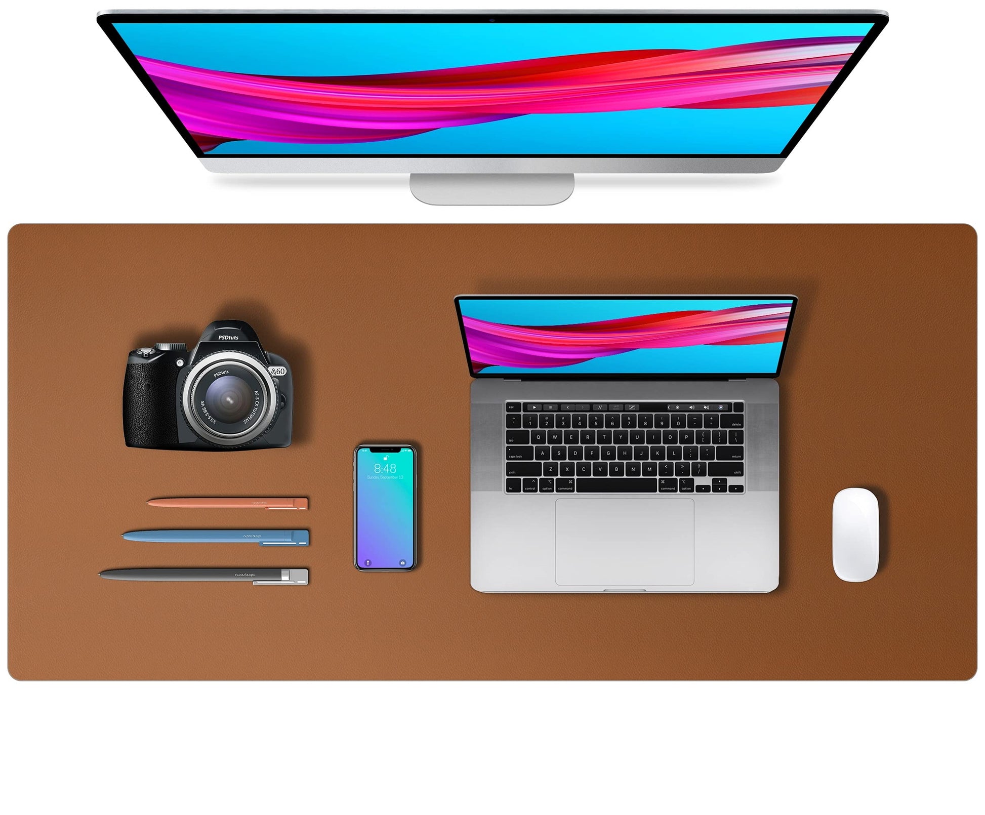 Aothia Leather Desk Pad Protector, Mouse Pad, Office Desk Mat, Non-Slip PU Leather Desk Blotter