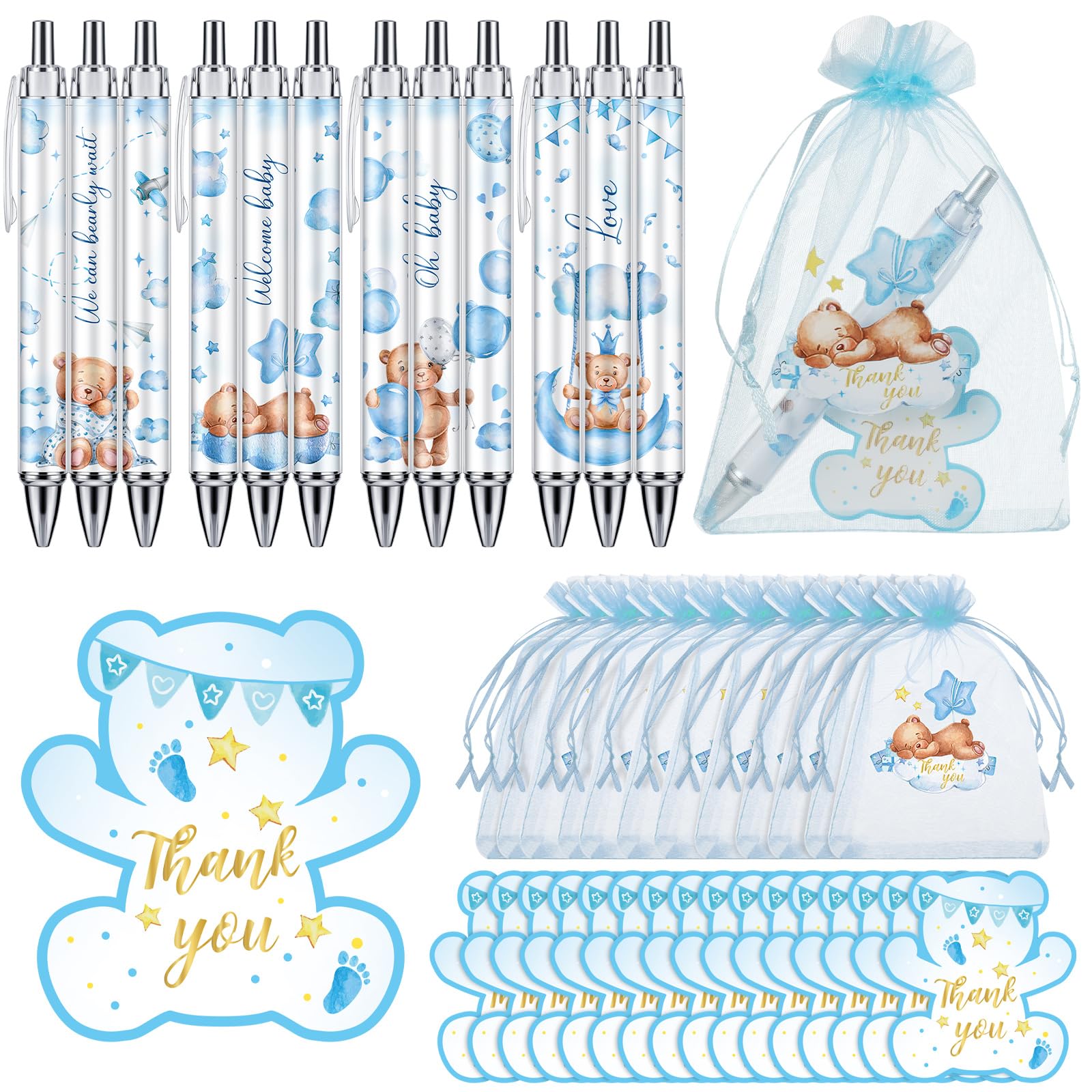 Chuangdi 50 Sets Baby Shower Favors Gifts for Guests Includes 50 Pcs Ballpoint Pens, Thank You