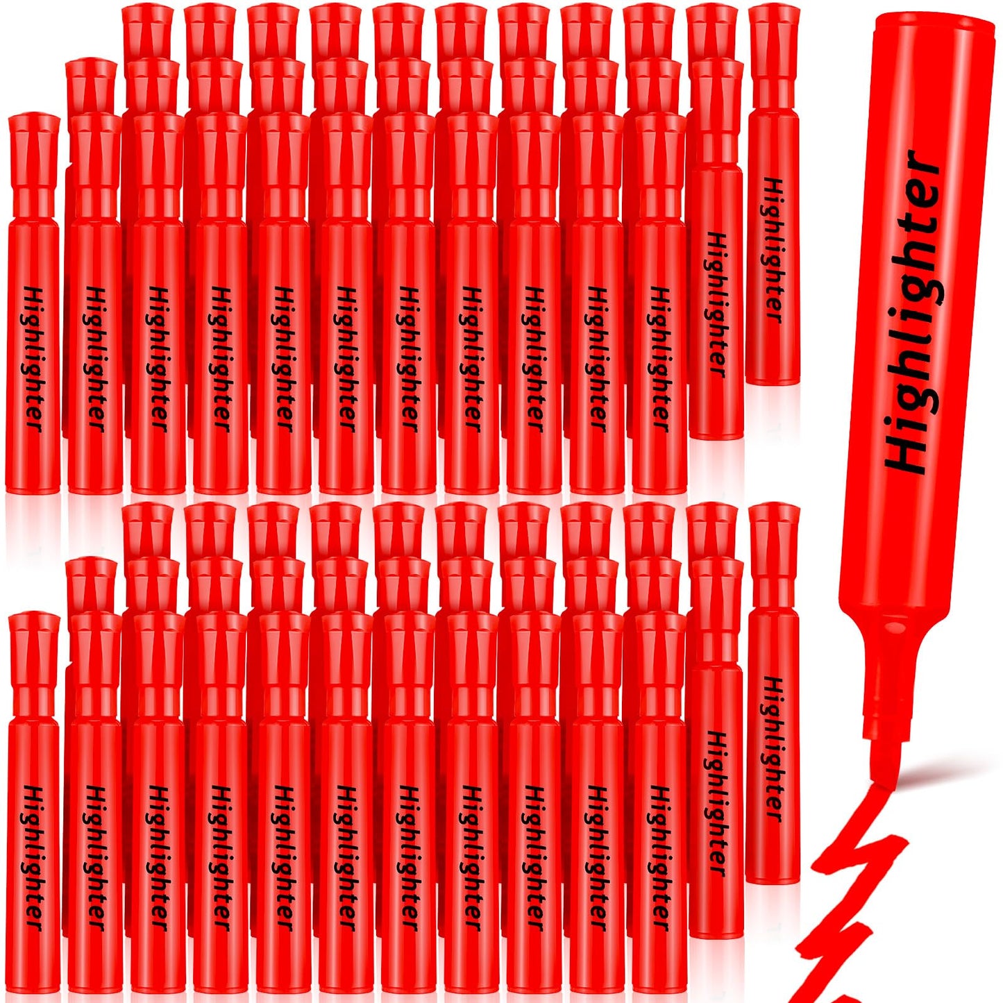 Qilery 72 Pack Tank Highlighters Bulk, Chisel Tip Markers,Red