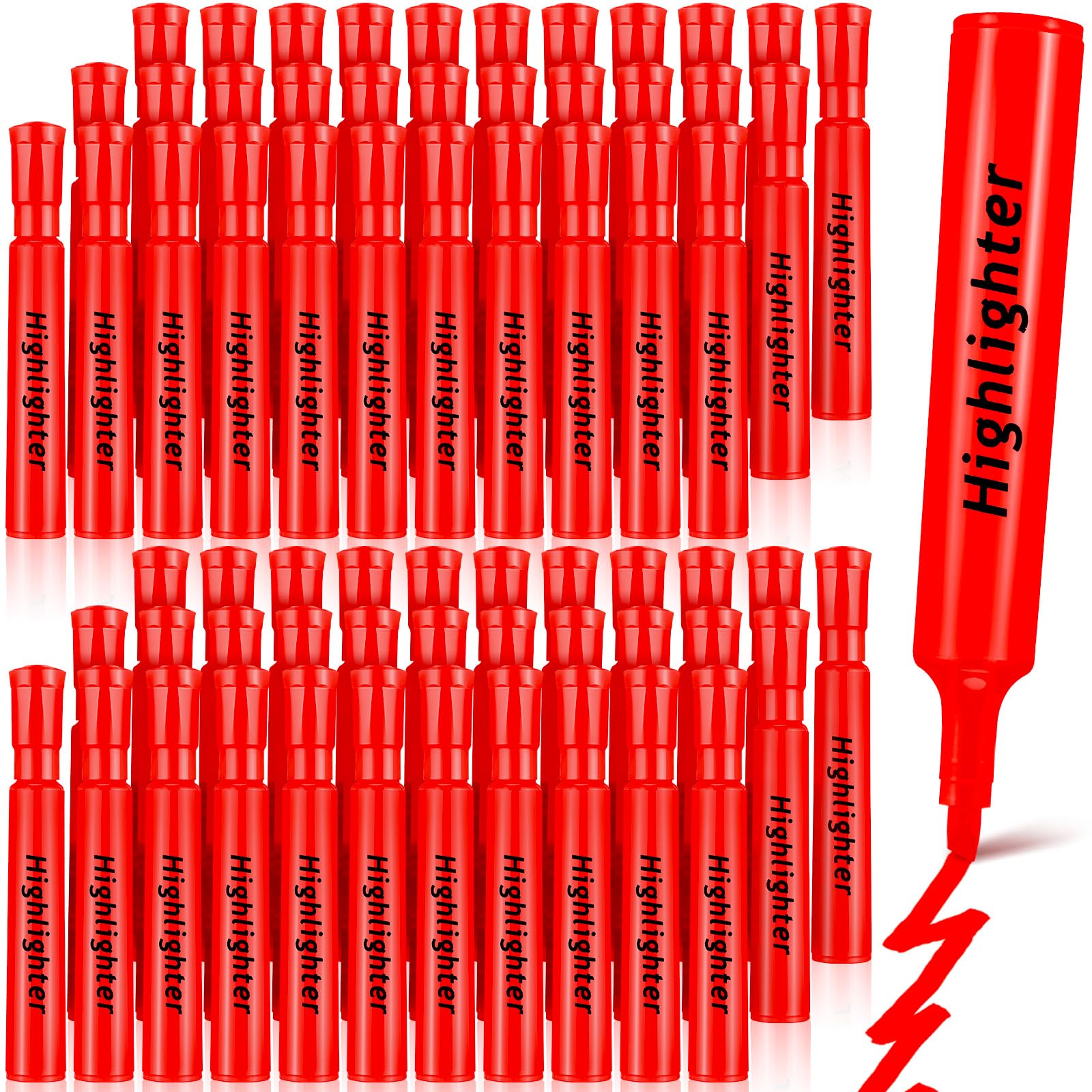 Qilery 72 Pack Tank Highlighters Bulk, Chisel Tip Markers,Red