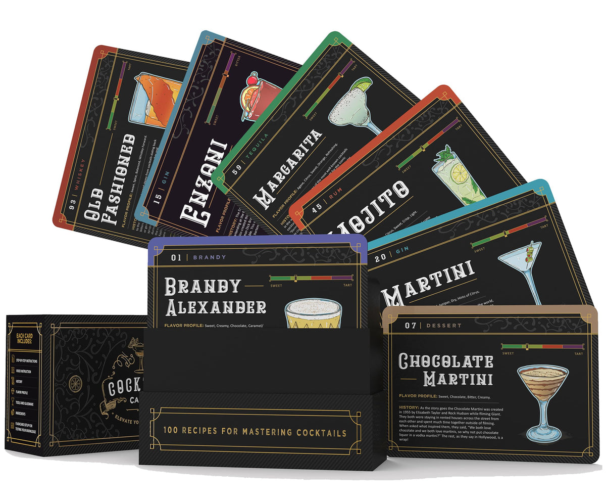 Cocktail Cards: 100 Cocktail Recipes to Master Cocktails in Bartender Flashcard Form with Step by