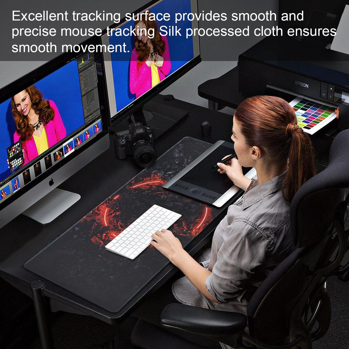 Jahosin Large Gaming Mouse Pad with Stitched Edges,[35.4x15.7In] Extended Mouse Pad with Non-Slip
