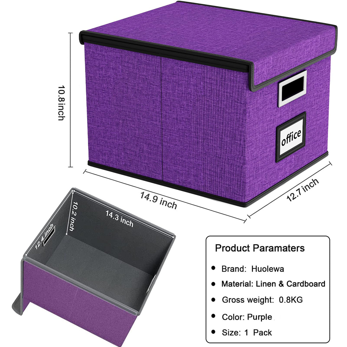 Huolewa File Organizer Box with Lids, Collapsible File Folder Organizer