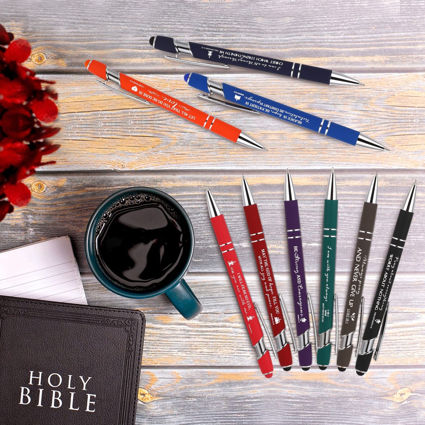 Fuutreo 50 Pcs Christian Pens Gift Bulk Bible Verse Inspirational Ballpoints Screen Touch Positive
