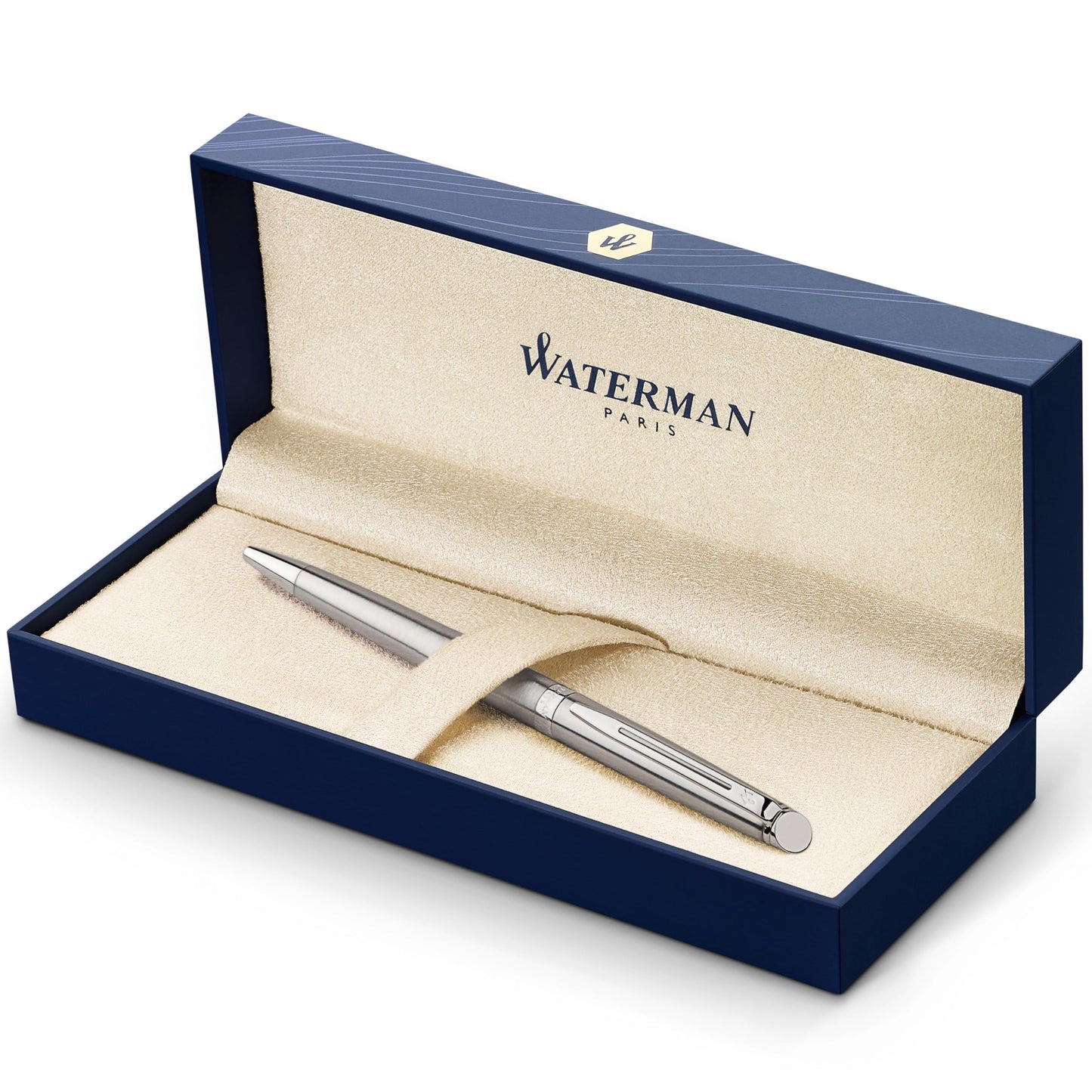 Waterman Hémisphère Ballpoint Pen | Stainless Steel with Chrome Trim | Medium Point | Blue Ink |