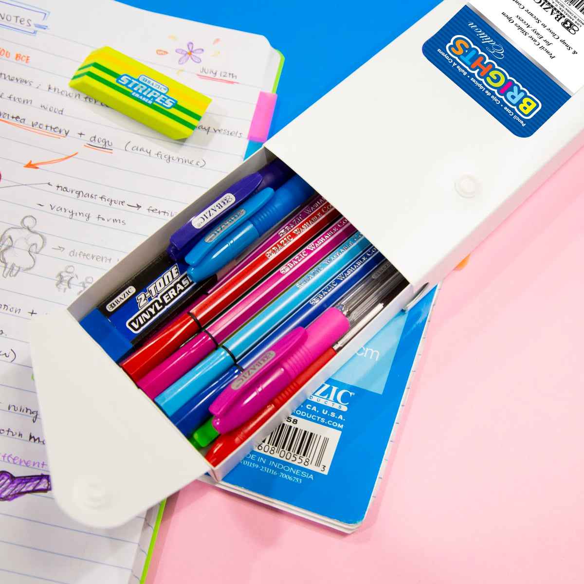 BAZIC PRODUCTS Bright Color Slider Pencil Case, 36-Case