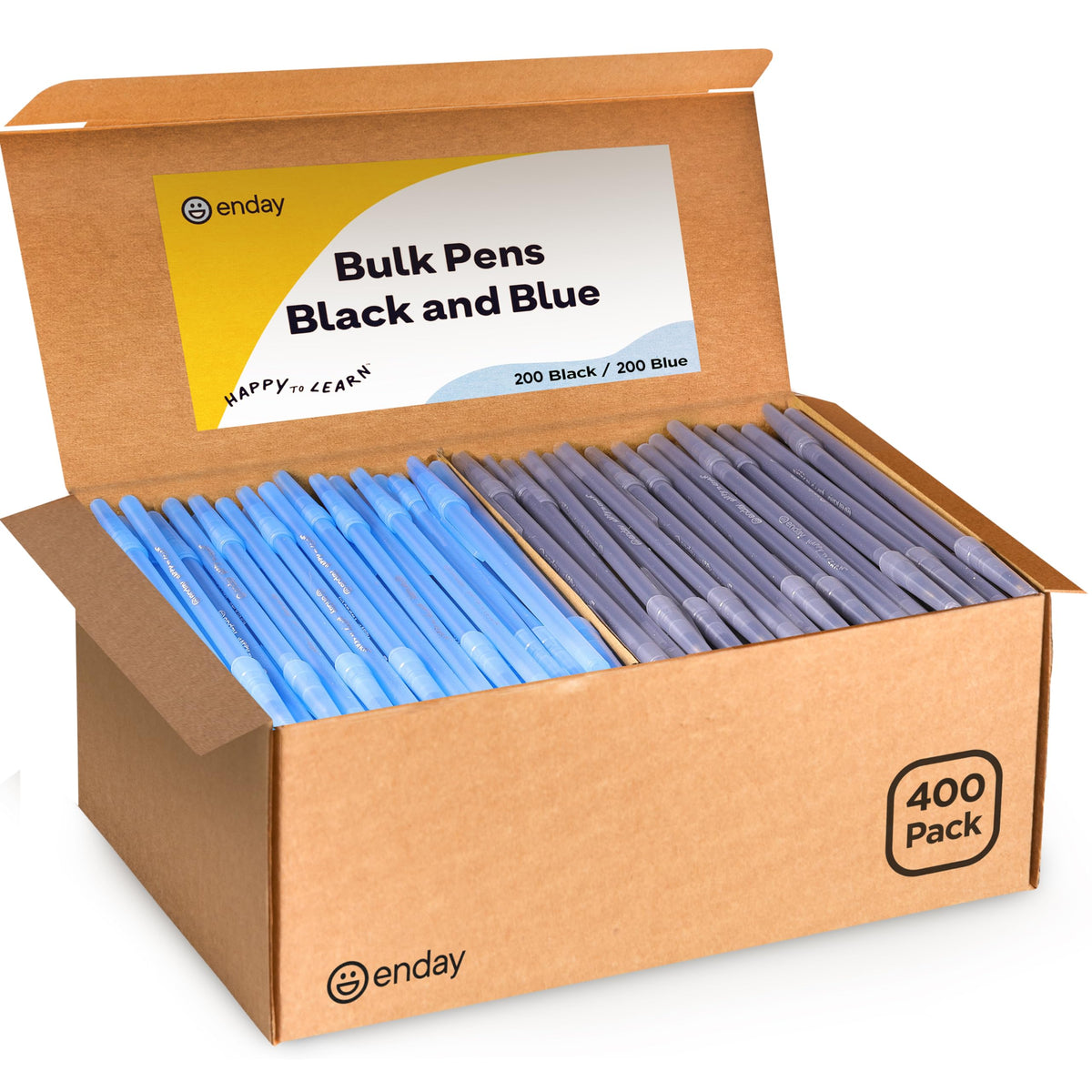 Enday Ballpoint Pens Bulk Blue and Black Pens (400 Pack) 200 Black & 200 Blue - Medium Point