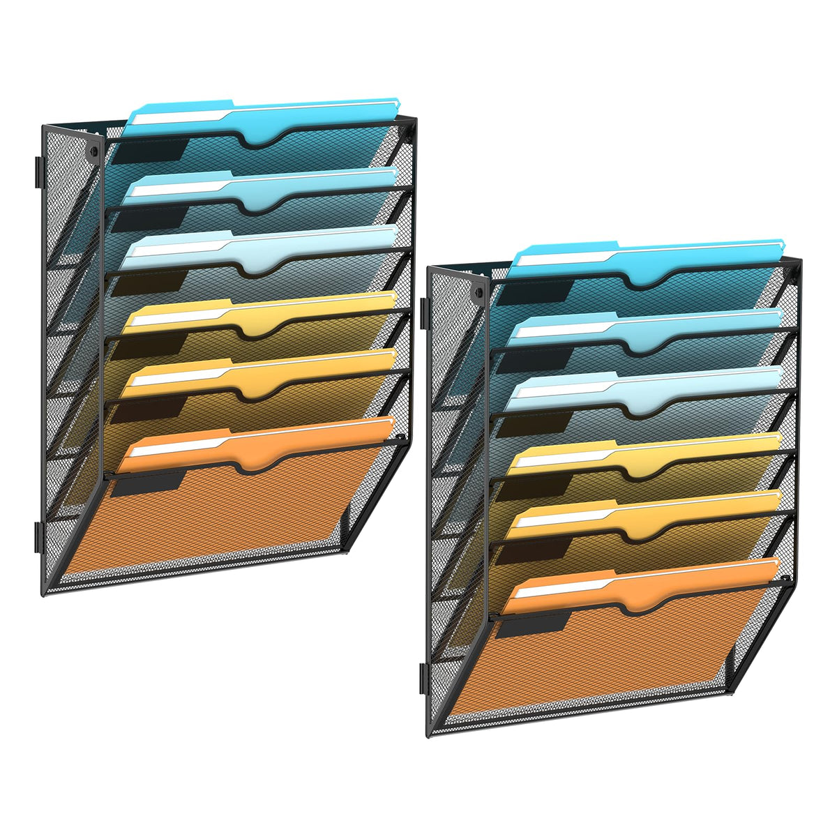 SUPEASY 6 Tier Wall File Organizer, Hanging Wall Mounted Mail Organizer with Label Slots, Metal