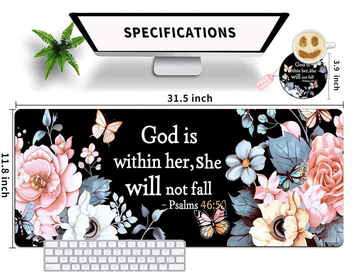 Extended Mouse Pad with Coaster 31.5 x 11.8 Desk Pad Full Desk Mousepad Stitched Edges Desk Mat