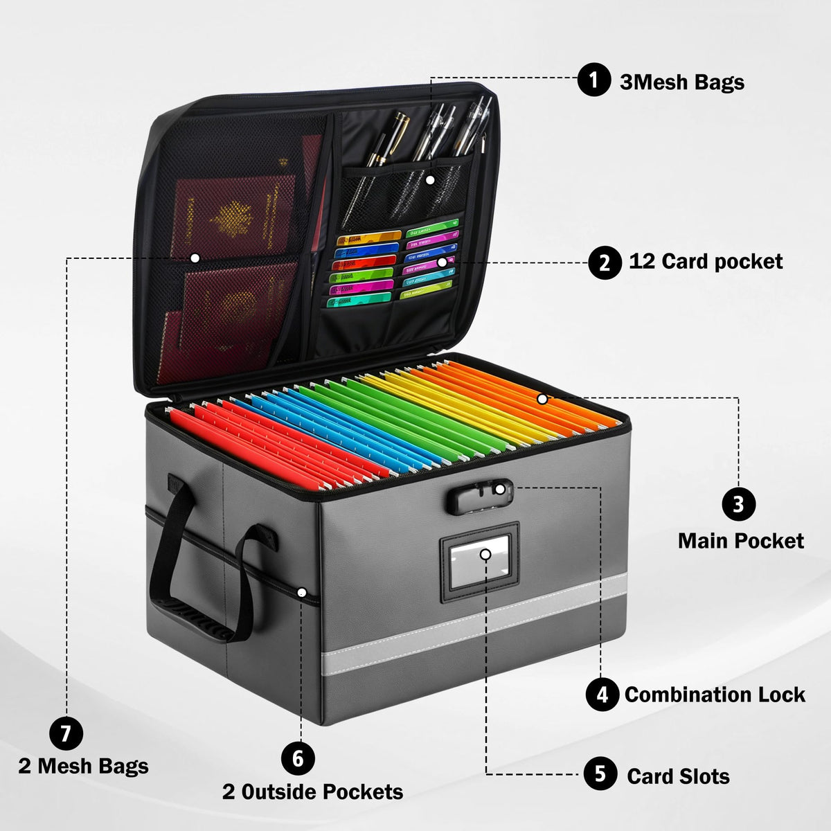 EXLIFBAG Fireproof File Organizer with Lock, 1 Layer
