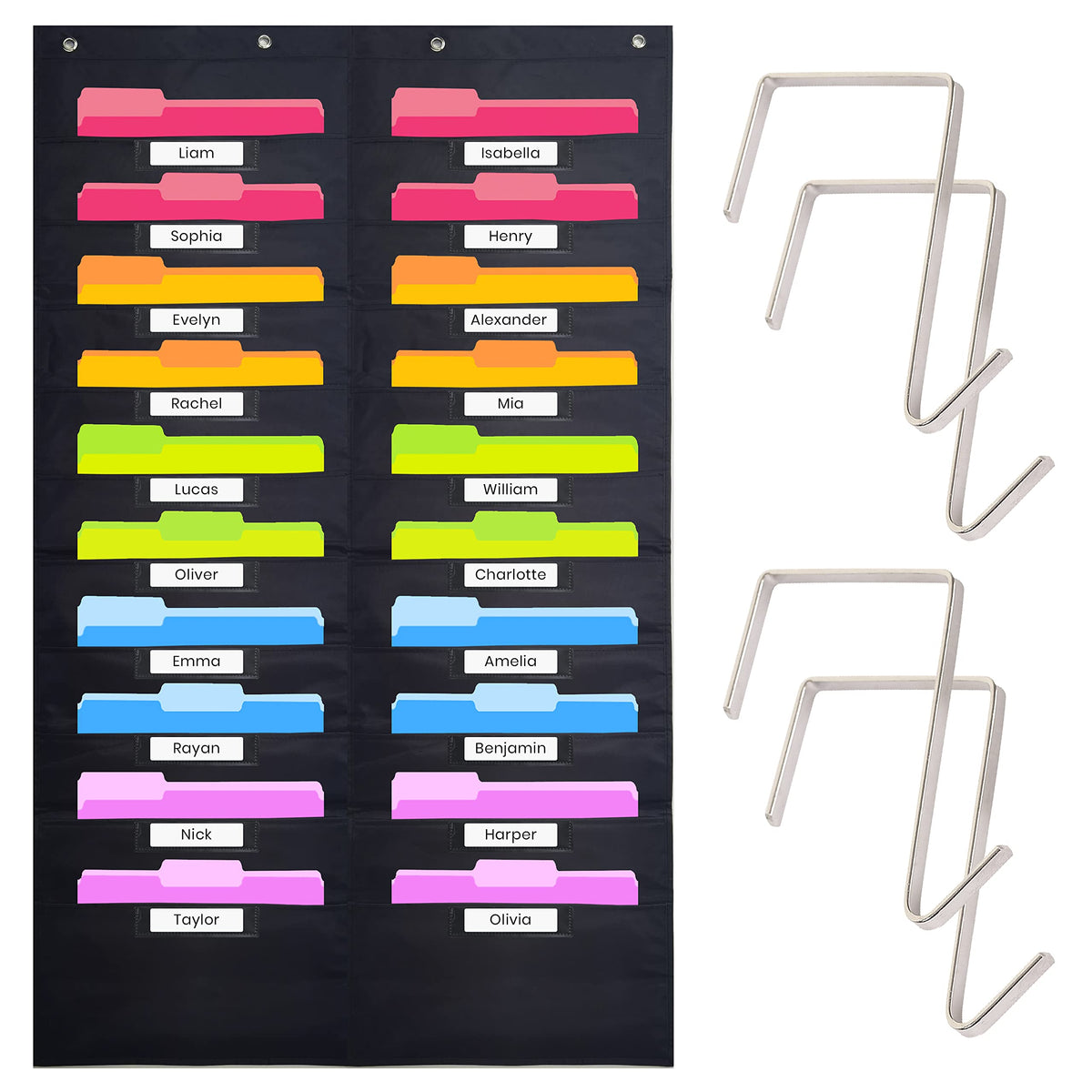 Hippo Creation Heavy Duty Storage Pocket Chart for Classroom, 20 Pocket Storage Organizer with 4