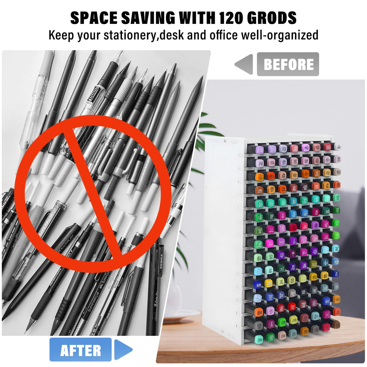 Marker Organizer,120 Slots Marker Holder Organizer with Removable Divider
