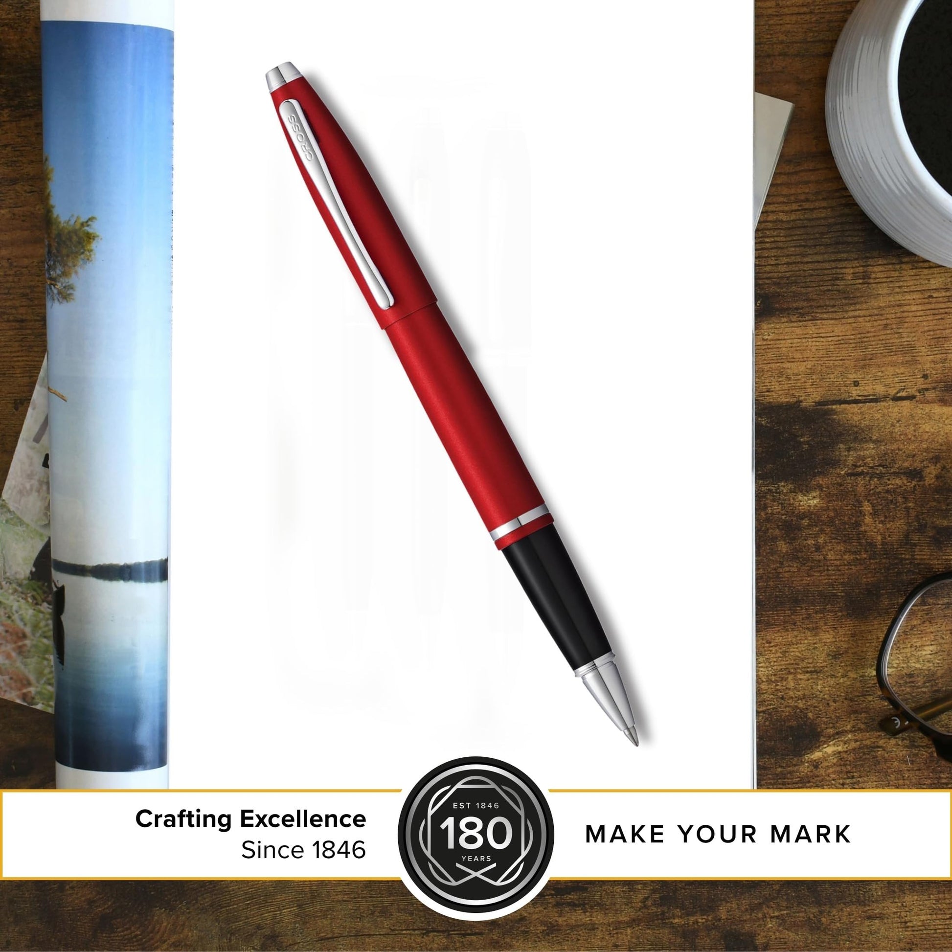 Cross Calais Rollerball Pen, Matte Metallic Crimson, Black Ink