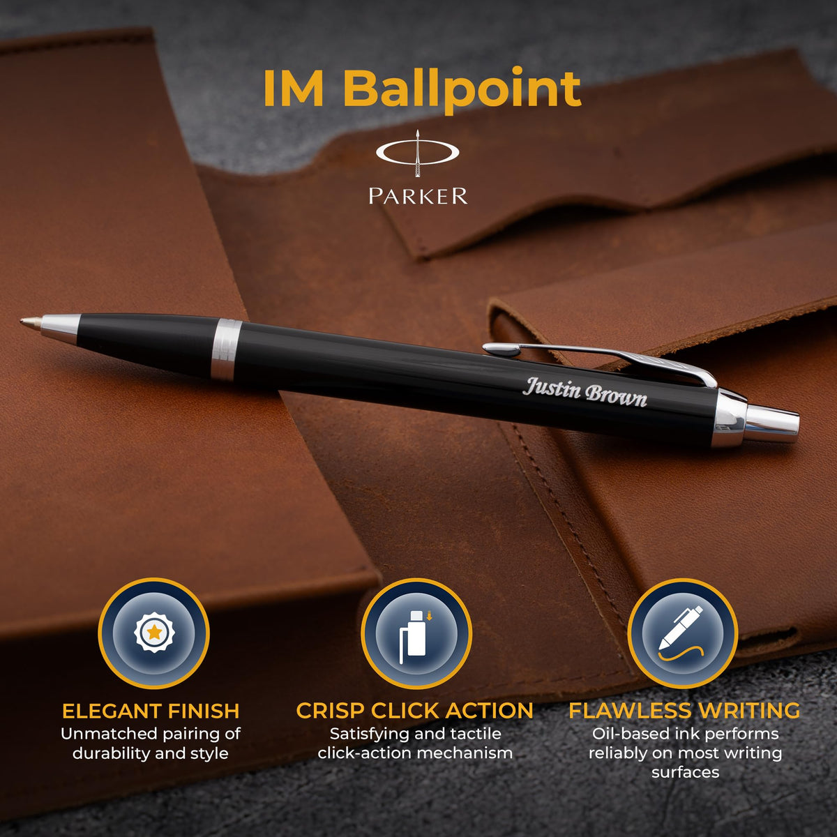 Parker IM Personalized Ballpoint Pen in Black Lacquer with Chrome Trim
