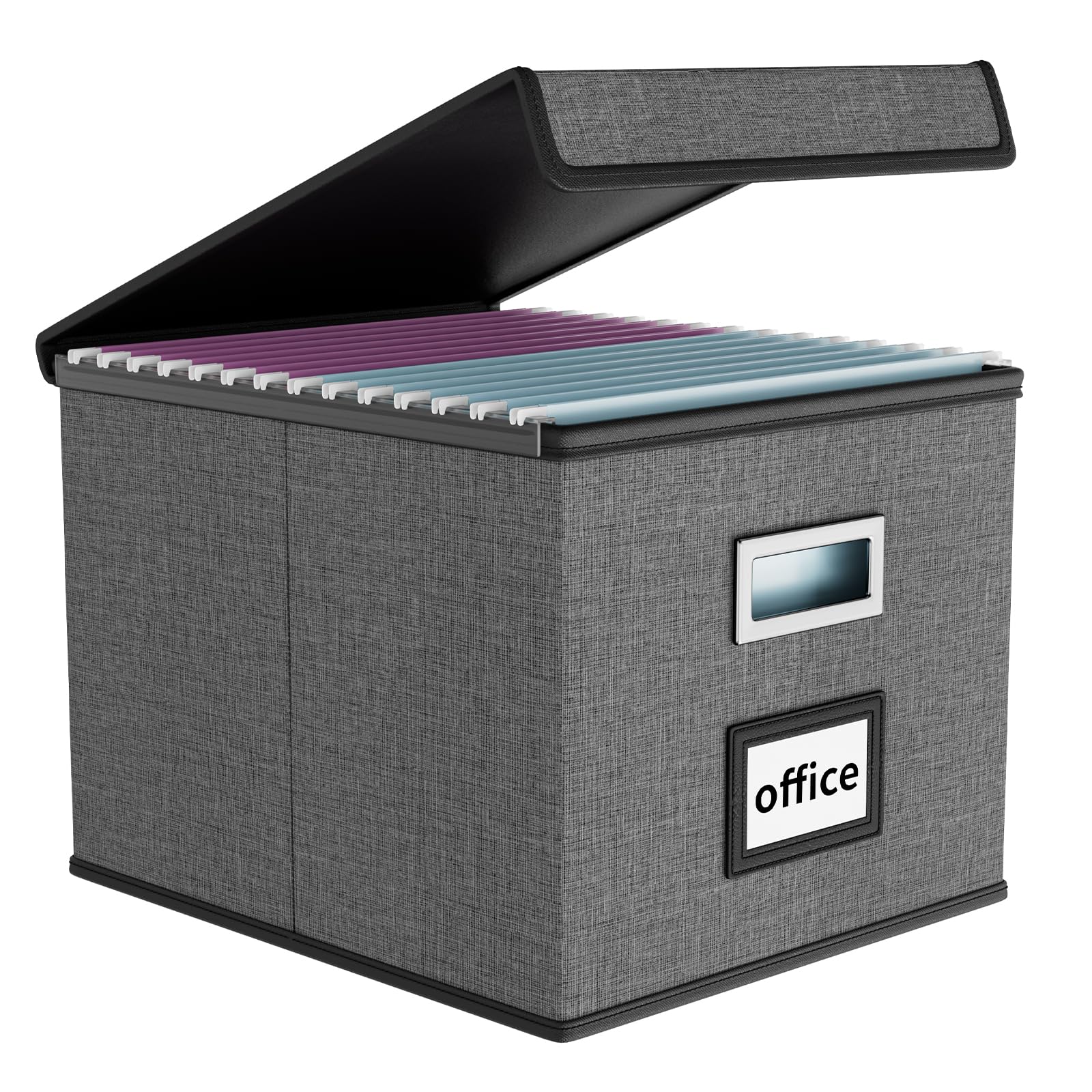 Huolewa File Organizer Box with Lids, Collapsible File Folder Organizer