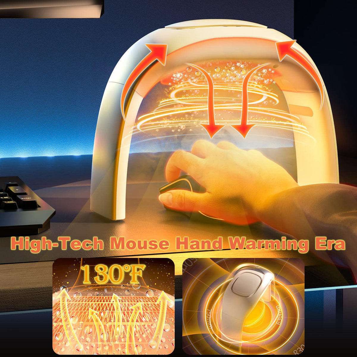 Nauttxon Heated Mouse Pad Hand Warmer Super Quiet 110v 100w - White