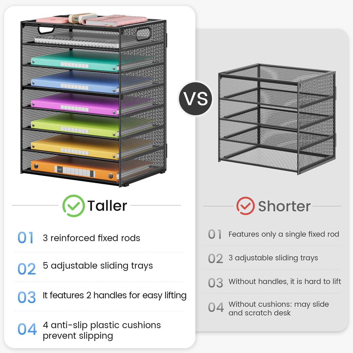 Lavatino 2 Pack 8-Tier Office Desk File Organizer, Letter Tray Paper Organizer with Handle