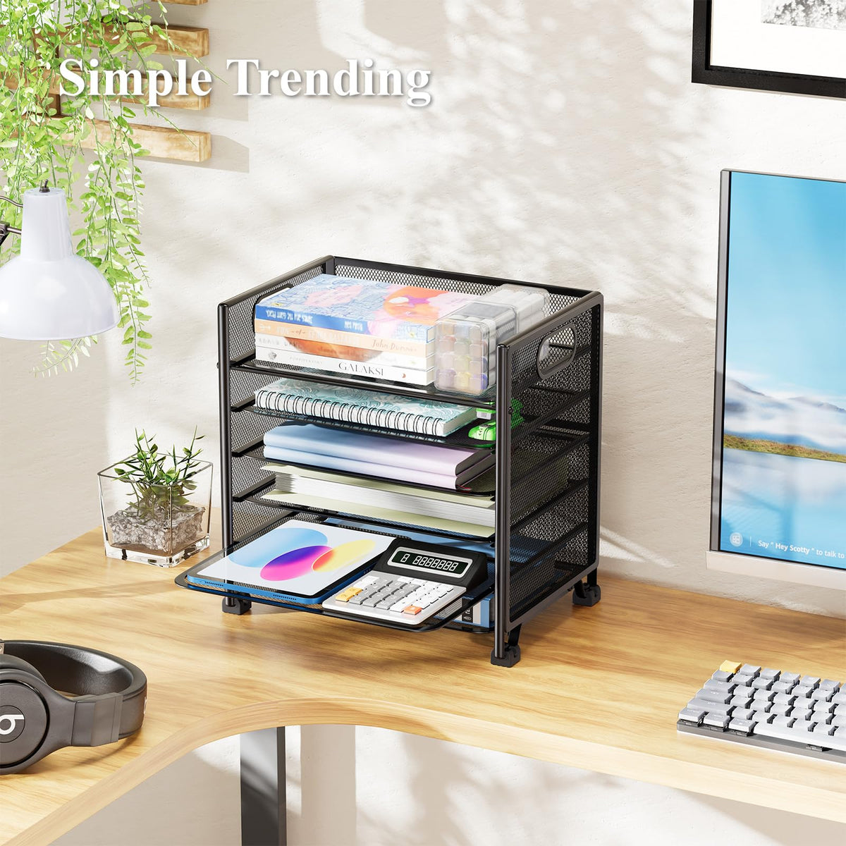 Simple Trending 6-Tier Paper Tray Organizer, File Organizer for Desk, Black