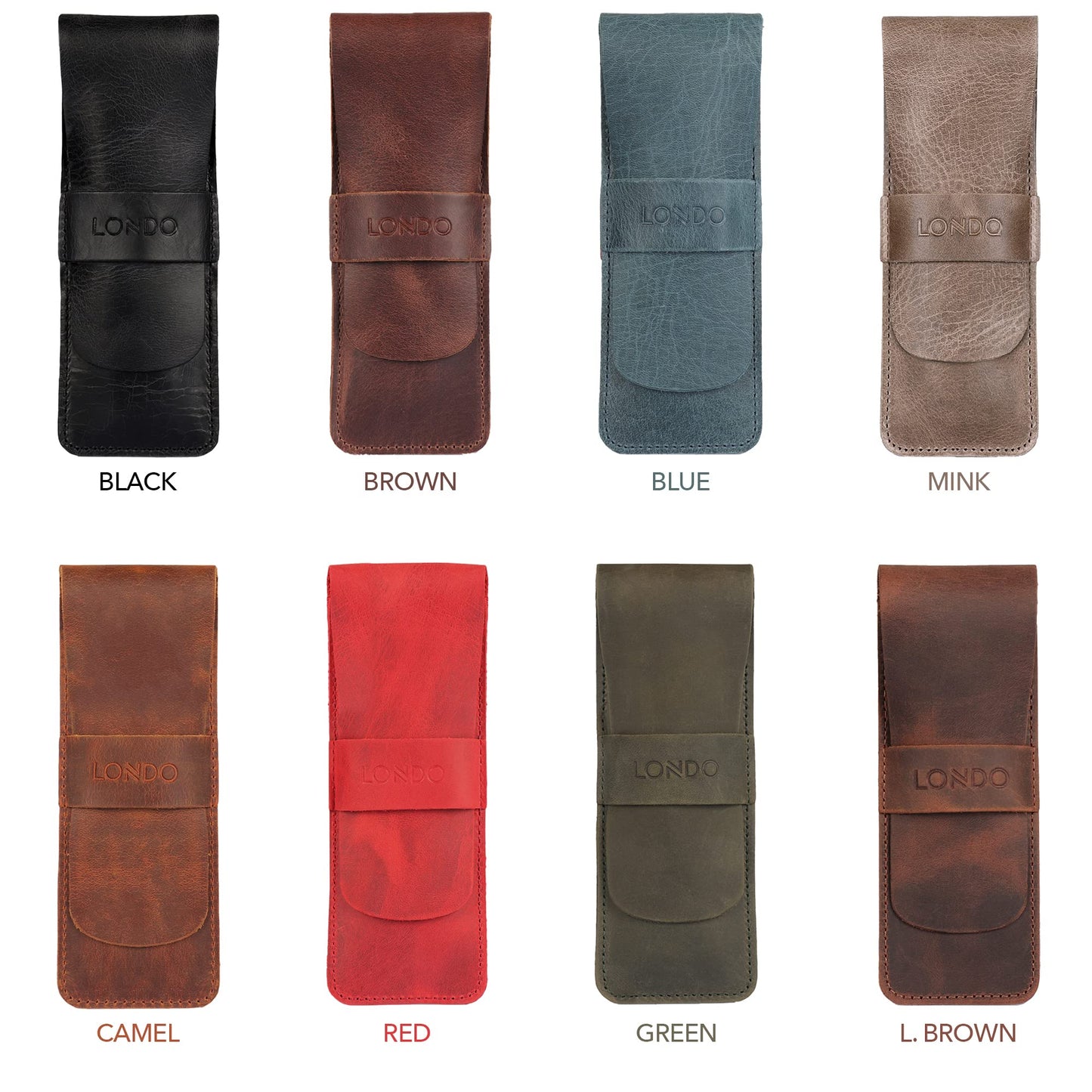 Londo Genuine Leather Pen and Pencil Case with Tuck in Flap, Stationery Bag