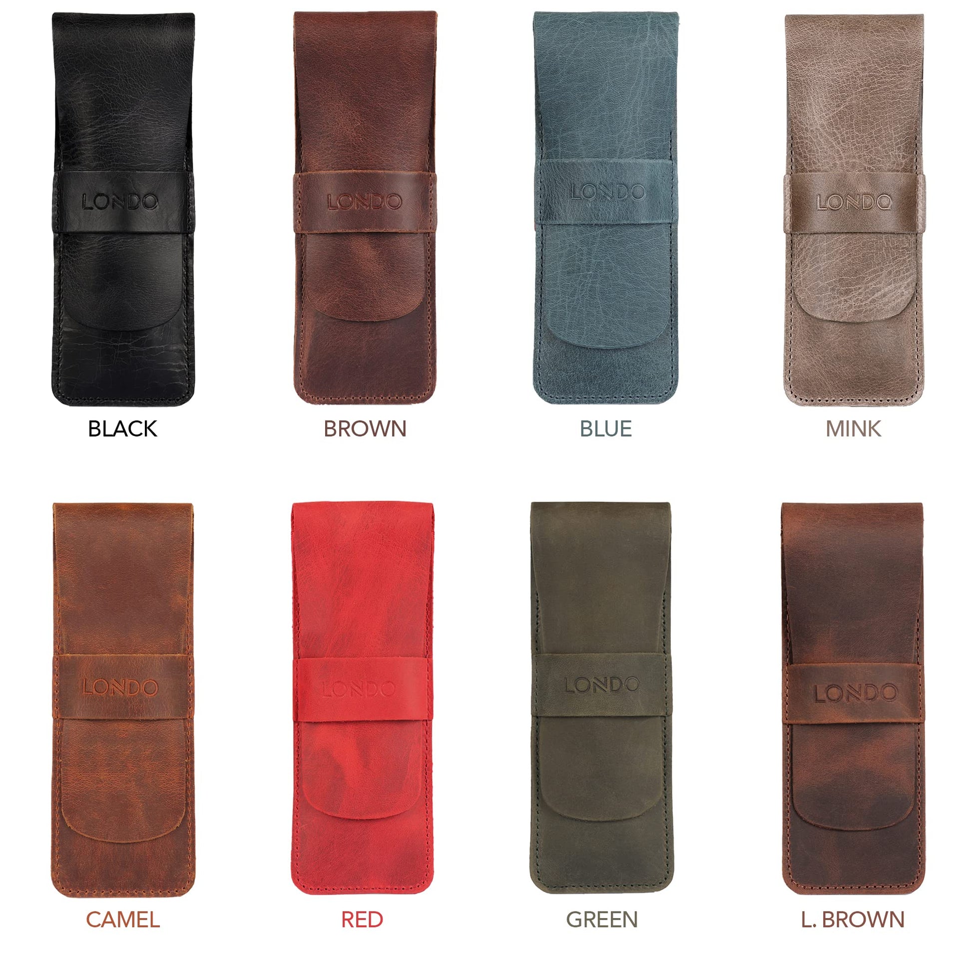 Londo Genuine Leather Pen and Pencil Case with Tuck in Flap, Stationery Bag