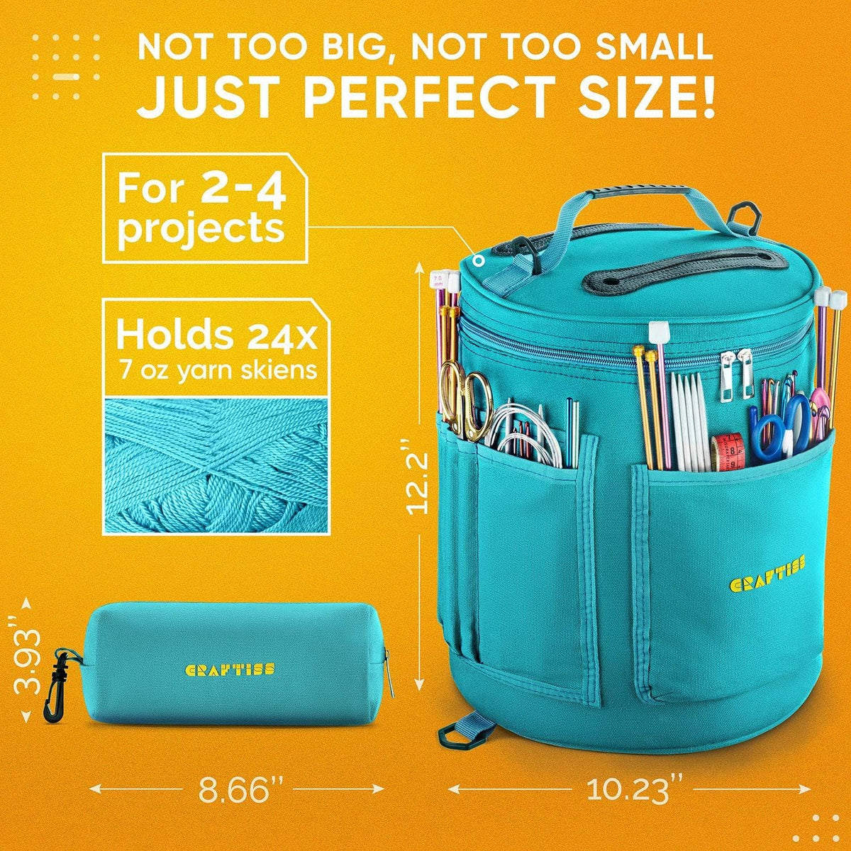 CRAFTISS Crochet Bag Organizer & Yarn Storage Bag, Knitting Bag and Yarn Holder with Removable