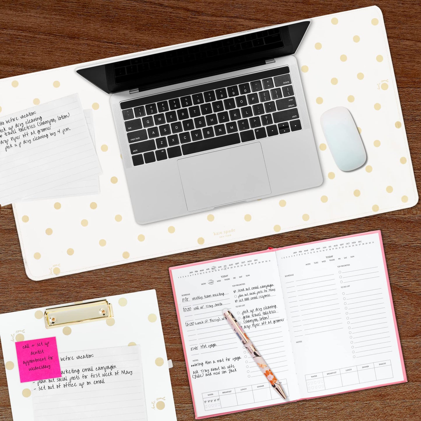kate spade new york Leatherette Desk Pad, Gold Dot