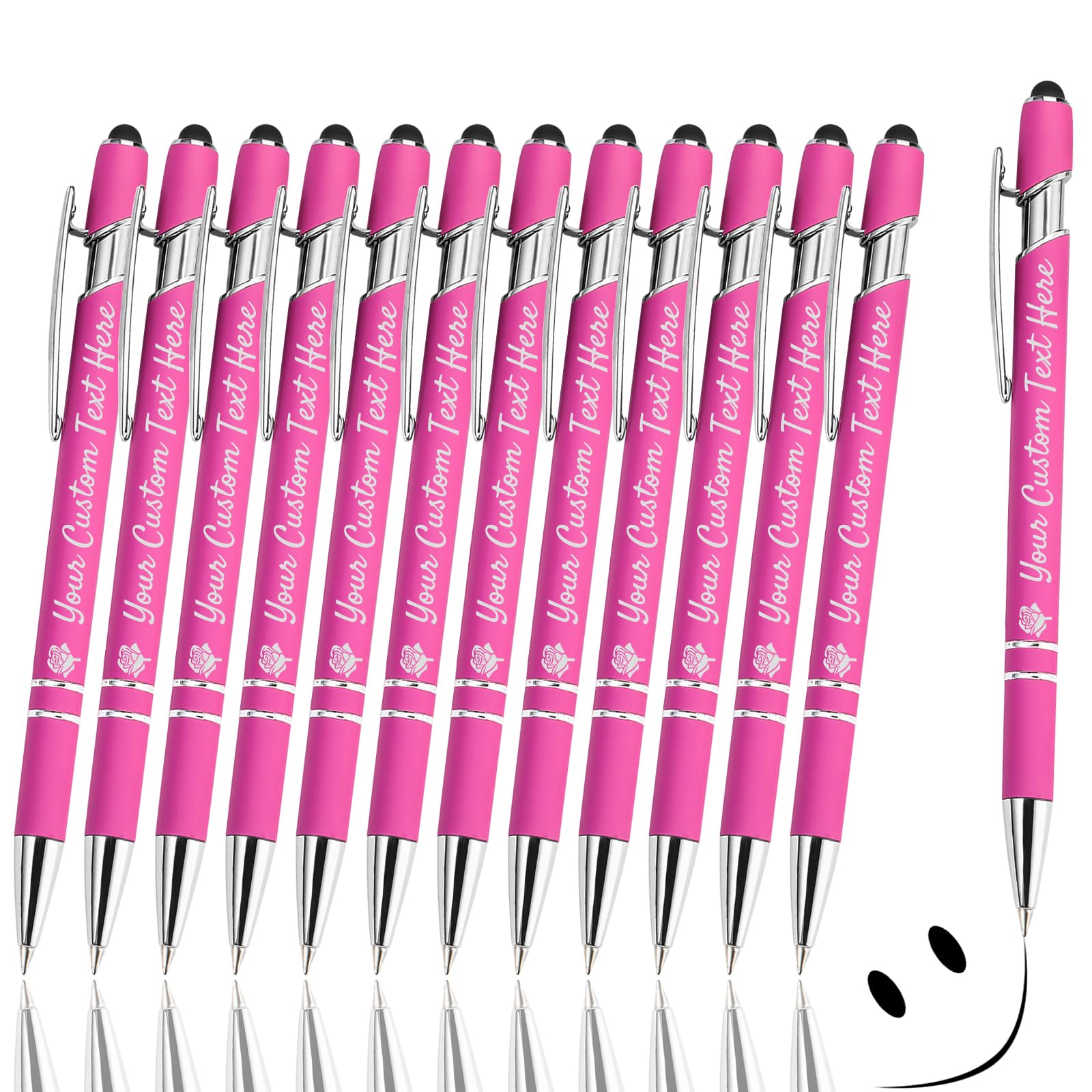 GIFTSDIY Personalized Pens with Stylus,Custom Engraving Ballpoint Pens,Imprinted with Your Logo or
