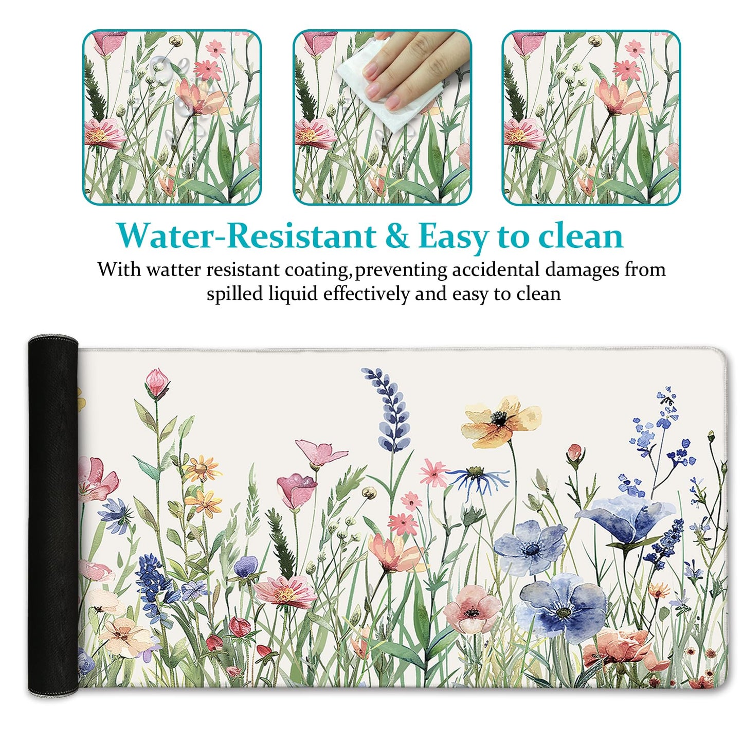 LIMKRIAN Flower Mouse Pad Large Desk Mat for Keyboard Mouse, 31.5x11.8 in