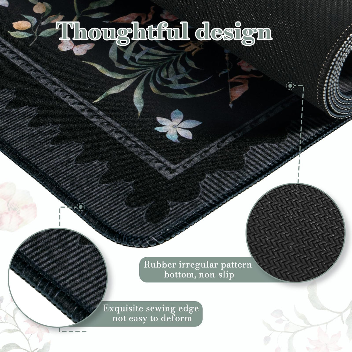 iCasso Large Desk Mat Black, Big Mouse Pad with Stitched Edges