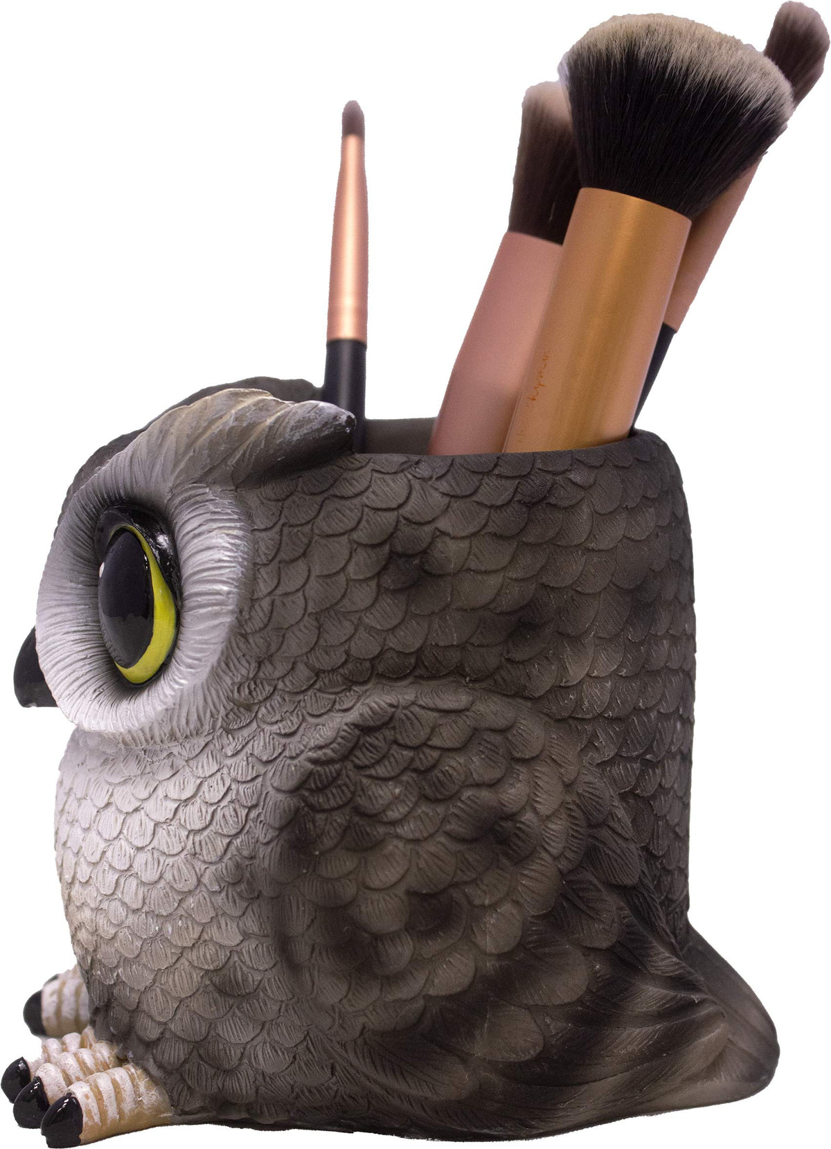 DWK Grey Owl Makeup Brush Holder Organizer Caddy | Handmade Bath Products and Makeup Organizer for