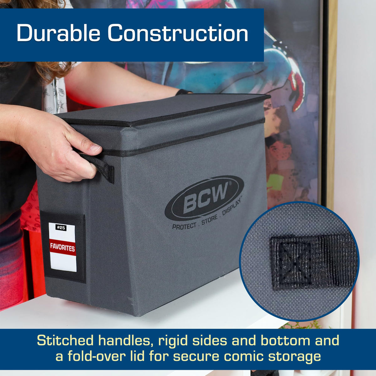 BCW Comic Book Storage Box - 1 ct | Foldable Comic Book Case | Each fits 125-150 Sleeved and