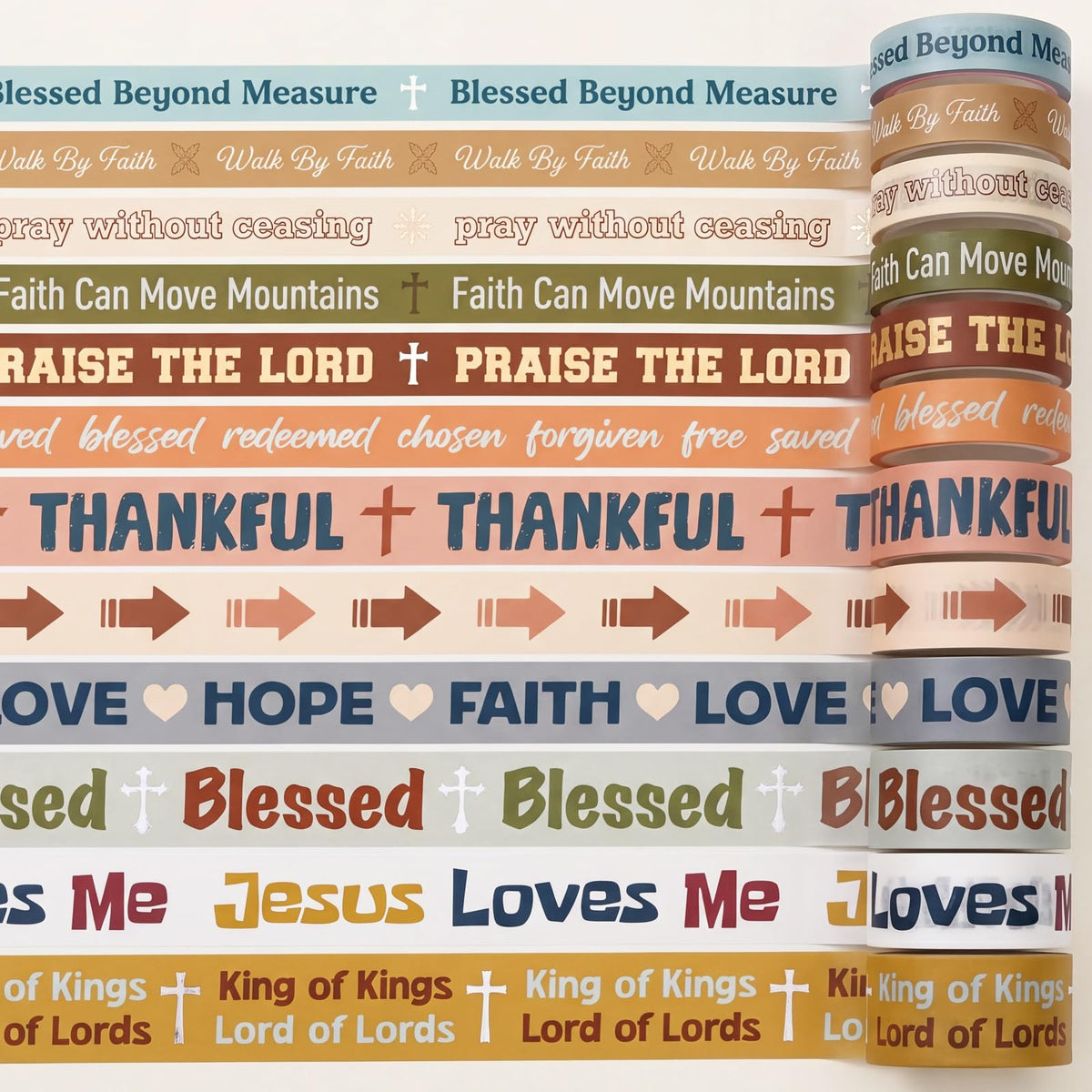 Janlaugh 24 Rolls Christian Washi Tape Gifts, Boho Religious, Multi Size
