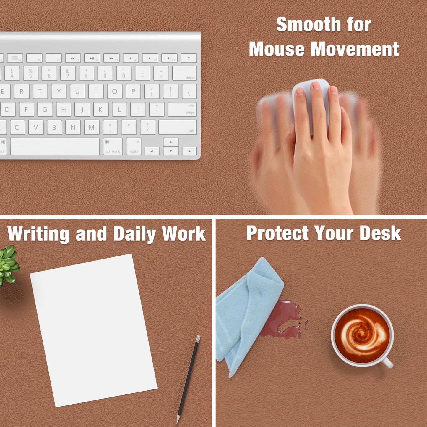 Hsurbtra Desk Pad, 35.5" x 17" PU Leather Desk Mat, XXL Extended Mouse Pad, Waterproof Desktop