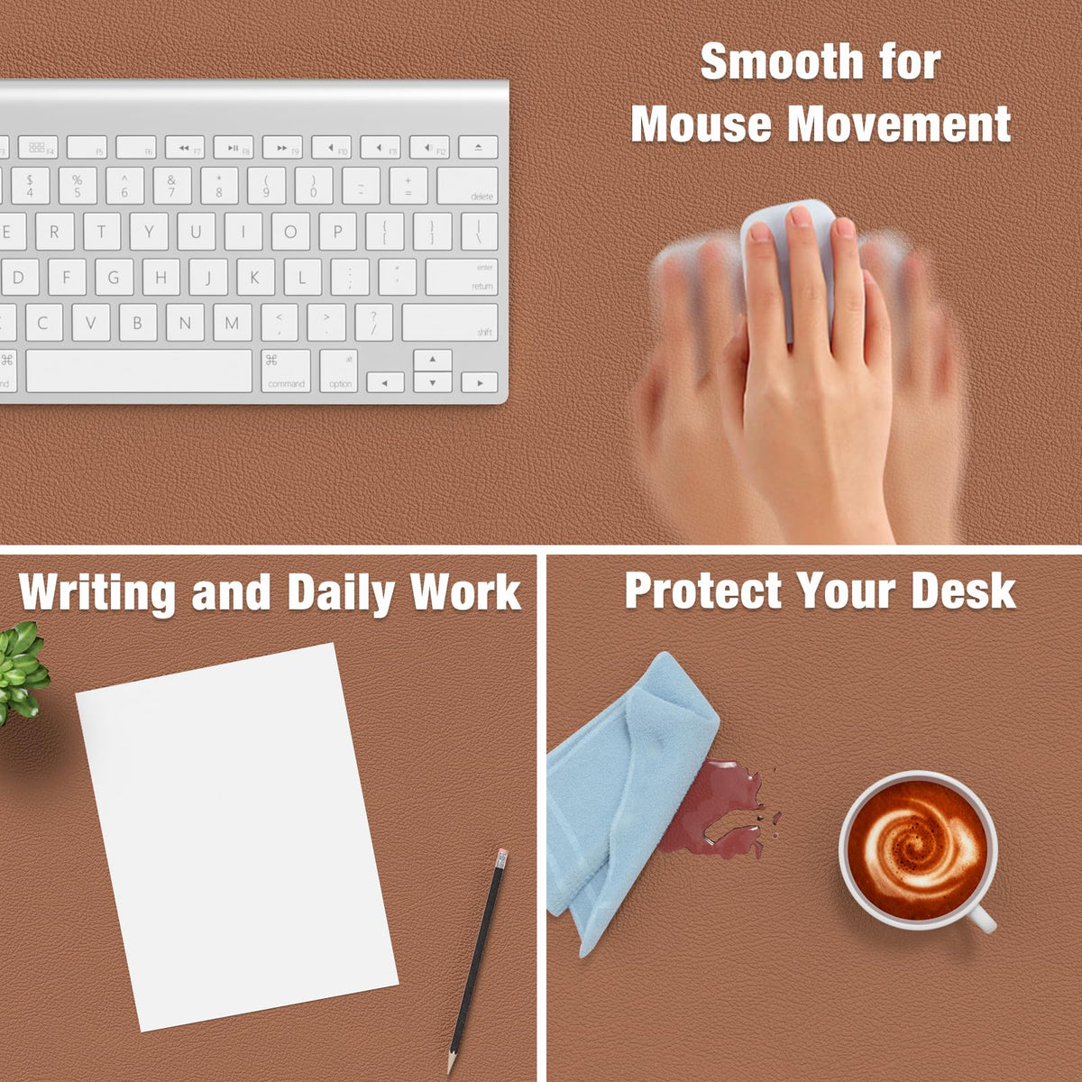 Hsurbtra Desk Pad, 35.5" x 17" PU Leather Desk Mat, XXL Extended Mouse Pad, Waterproof Desktop