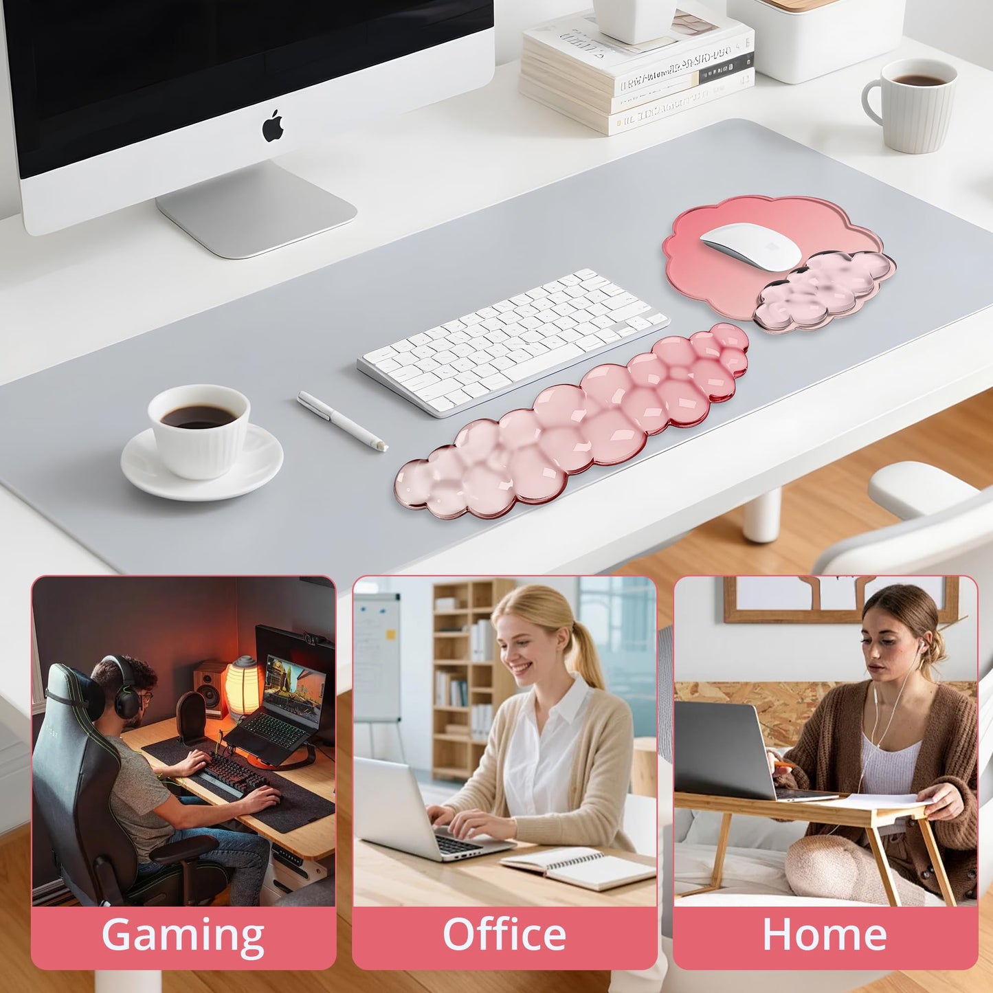 Cloud Wrist Rest Gel Set — Ergonomic Cloud Wrist Rest Keyboard and Mouse, Non-Slip Desk Accessories