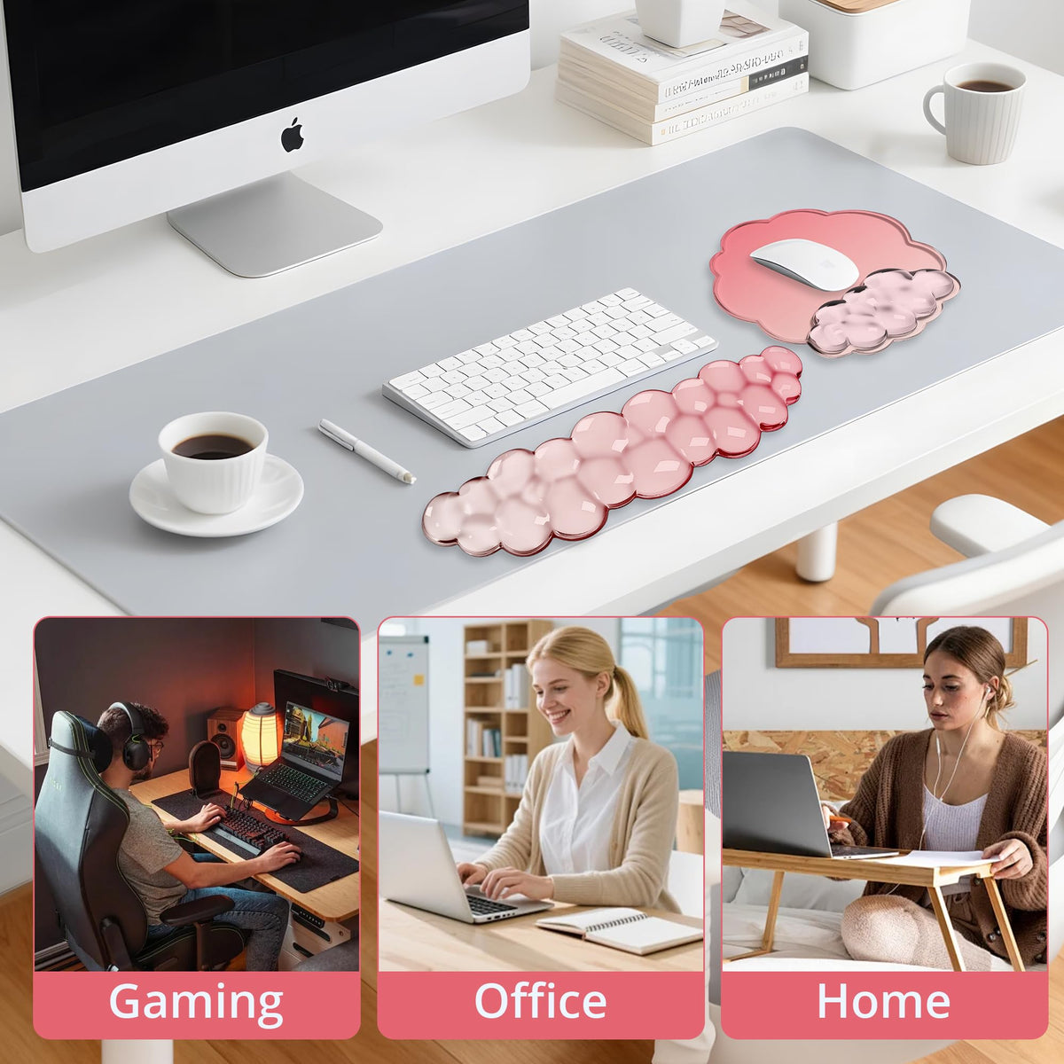Cloud Wrist Rest Gel Set — Ergonomic Cloud Wrist Rest Keyboard and Mouse, Non-Slip Desk Accessories