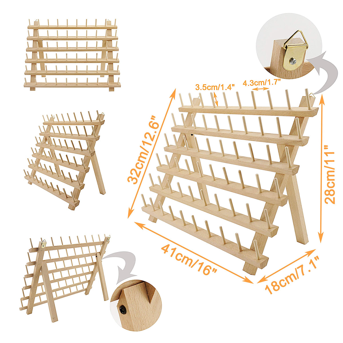 New brothread 60 Spools + 12 Spools Wooden Thread Rack