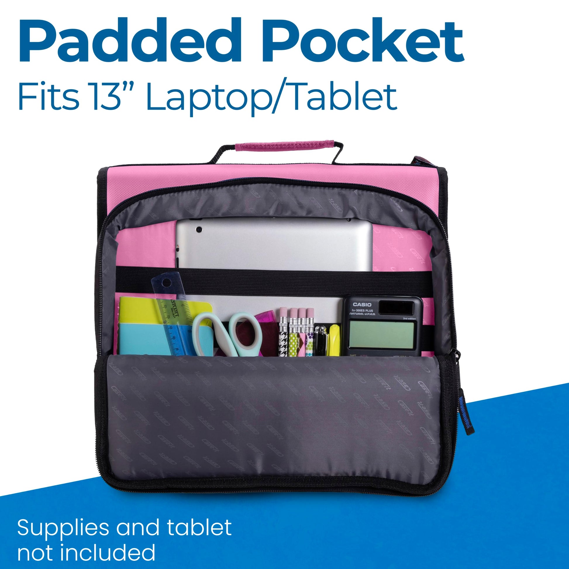 Case-it School Zipper Binder | 2" O-Rings | 400-Sheet | LT-007 Light Pink