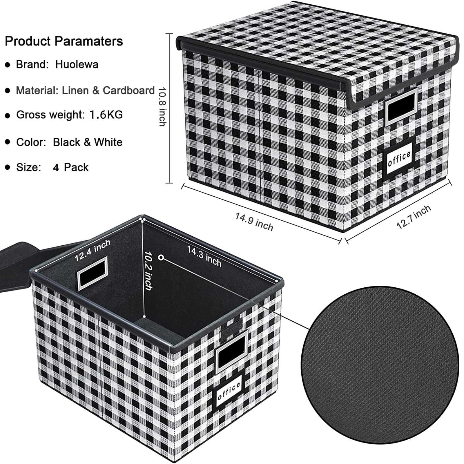 Huolewa File Organizer Box with Lids, Collapsible File Folder Organizer
