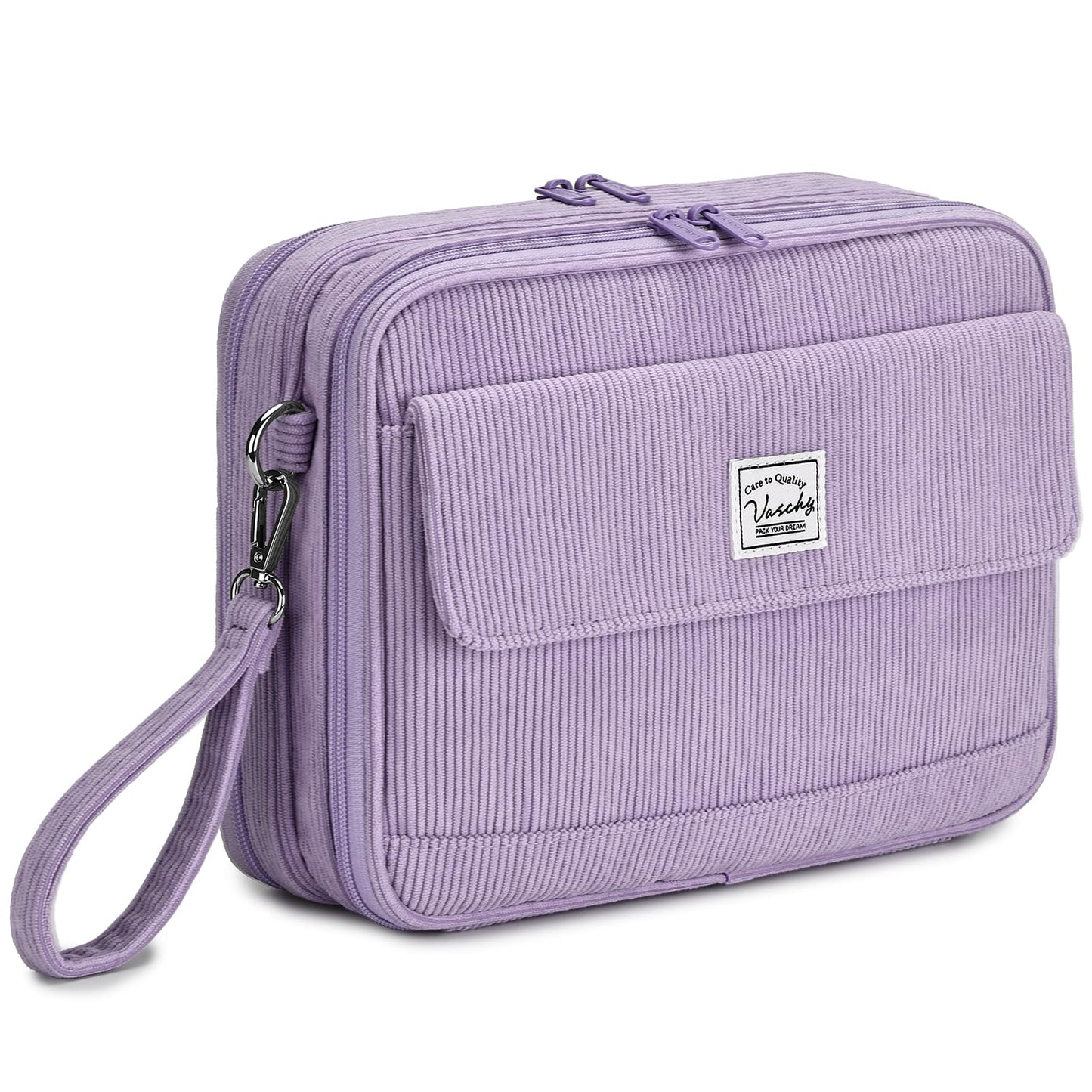 VASCHY Colored Pencil Case, Corduroy Large Pencil Pouch for Art Pens Markers Gel Pens Big Holder