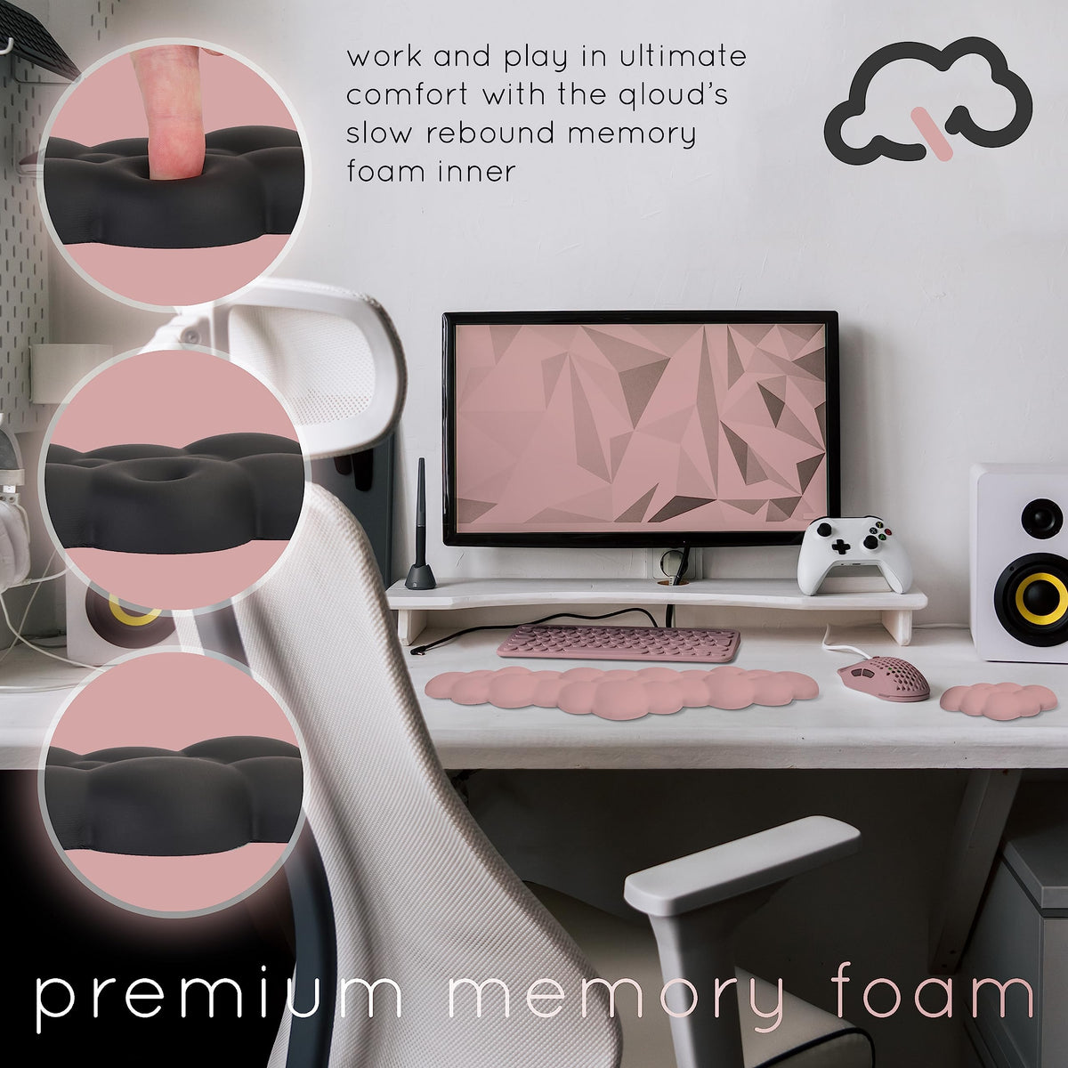 Pink Cloud Keyboard Wrist Rest – Create-ables Qloud Pink Wrist Rest for Computer Keyboard and