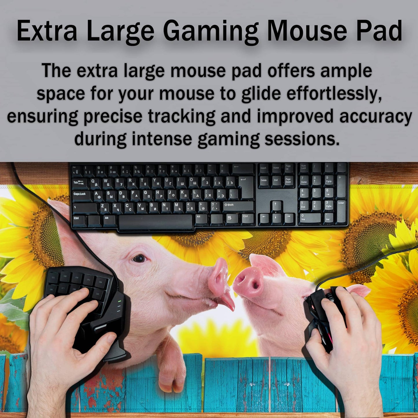 Samgula Keyboard Mat Yellow Blue Long Mouse Pad, Computer Mat Large Desk Pads, Big Desk Mat