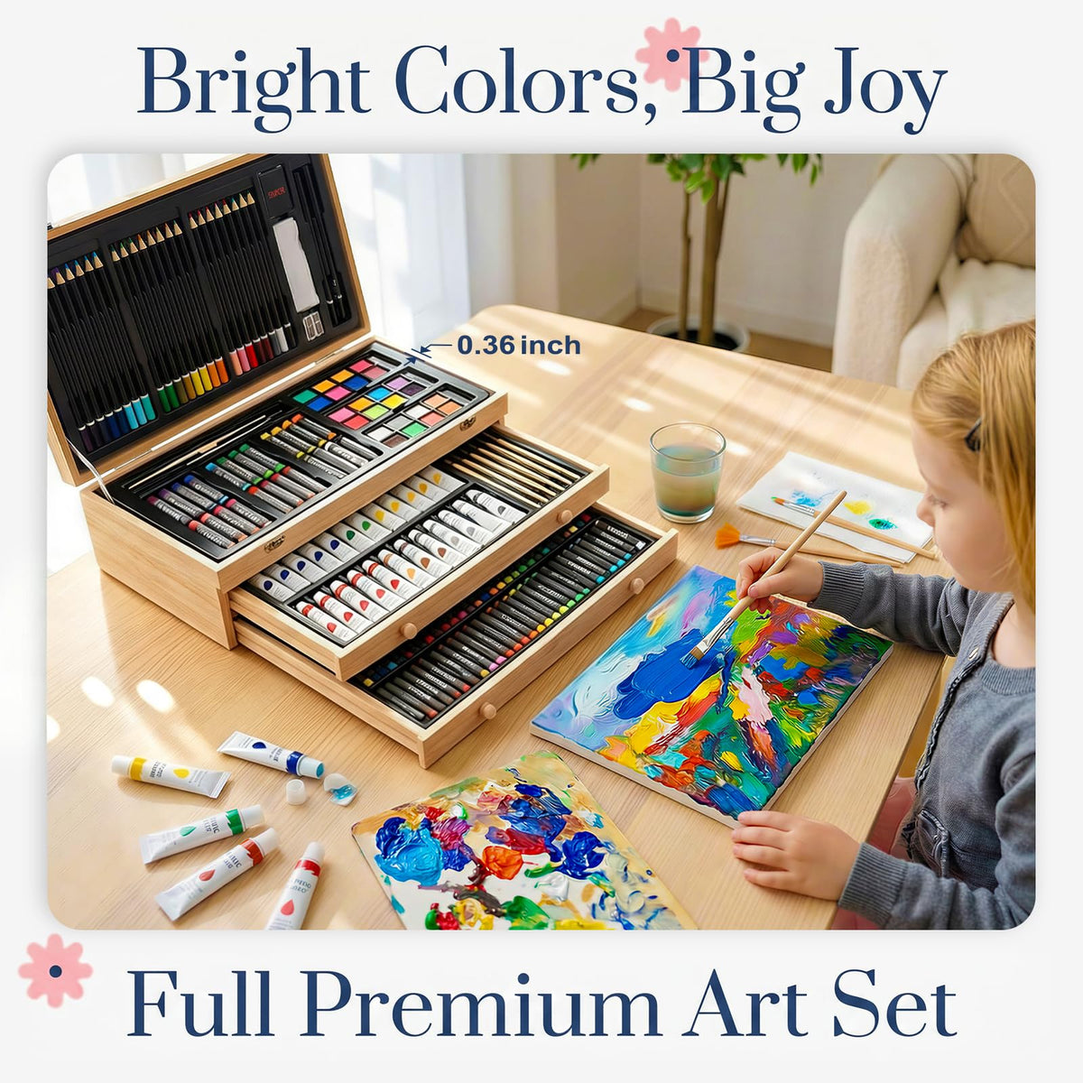 194 Piece Deluxe Art Set, Painting Drawing Art Supplies with 4 Drawing Pads, Acrylic Paints