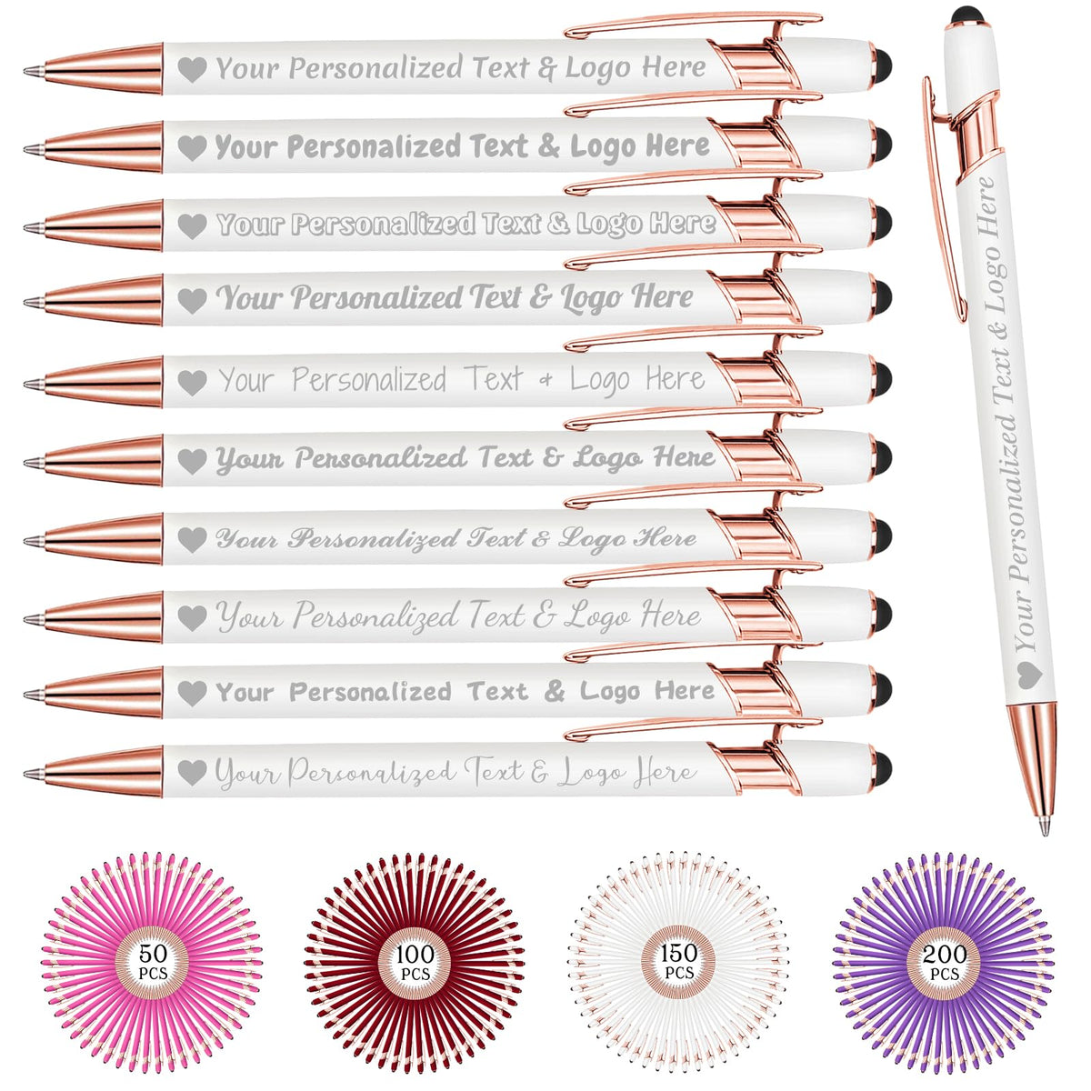STREADVE Personalized Custom Pens 10 Engraved Writing Pen with Name Logo, Customized Promotional