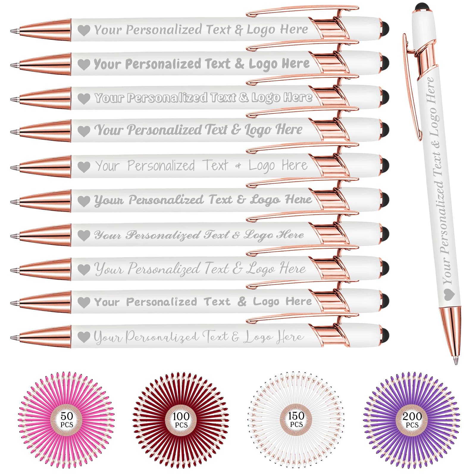 STREADVE Personalized Custom Pens 10 Engraved Writing Pen with Name Logo, Customized Promotional