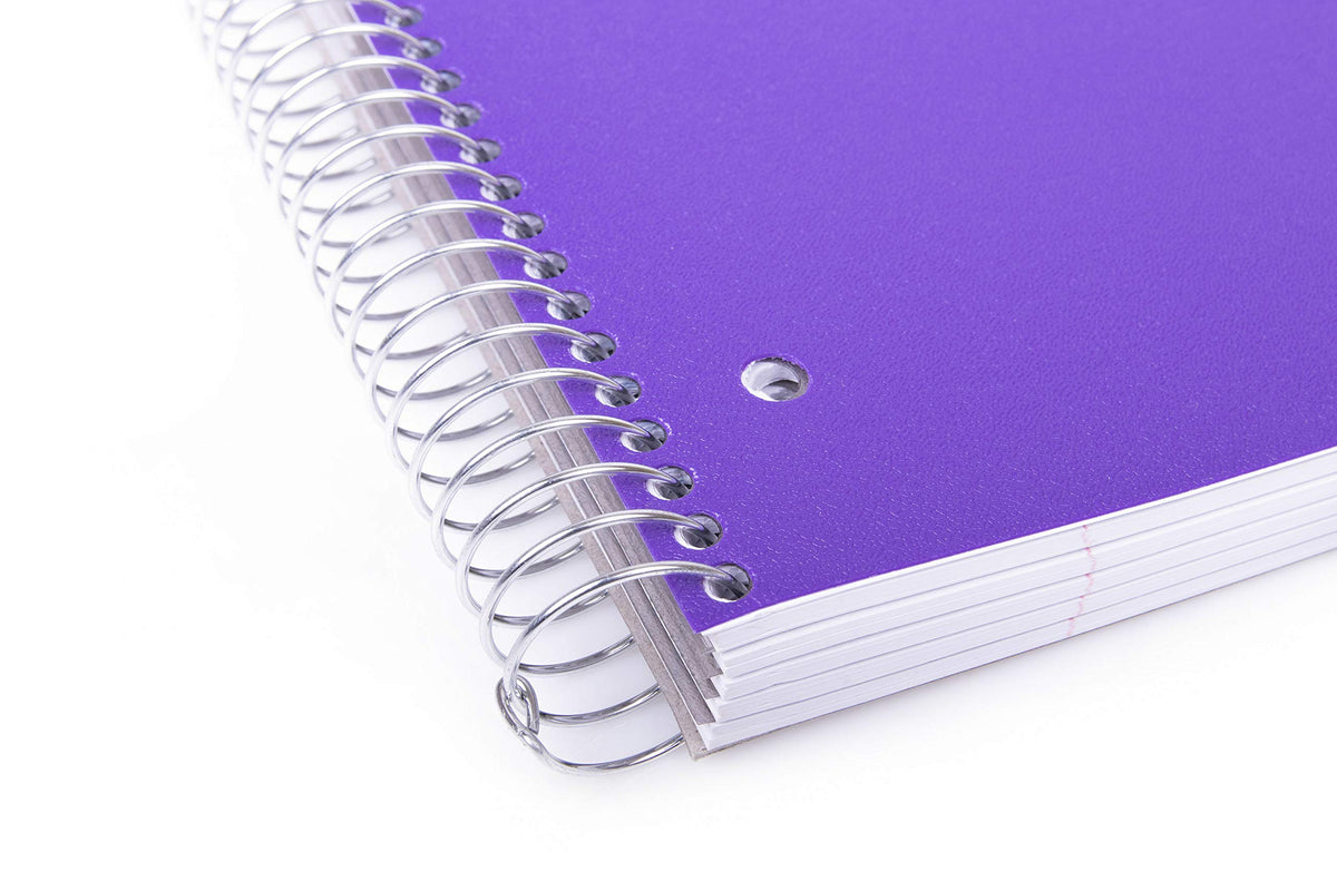 Mintra Office Durable Spiral Notebooks, 5 Subject (Purple, Wide Ruled 1pk)