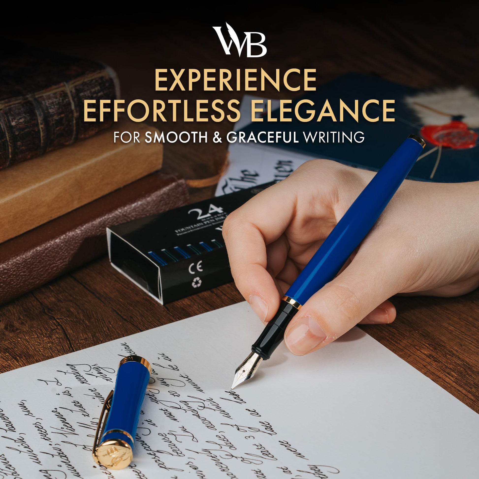 Wordsworth & Black Luxury Fountain Pen Set for Writing, Fine Nib, Blue