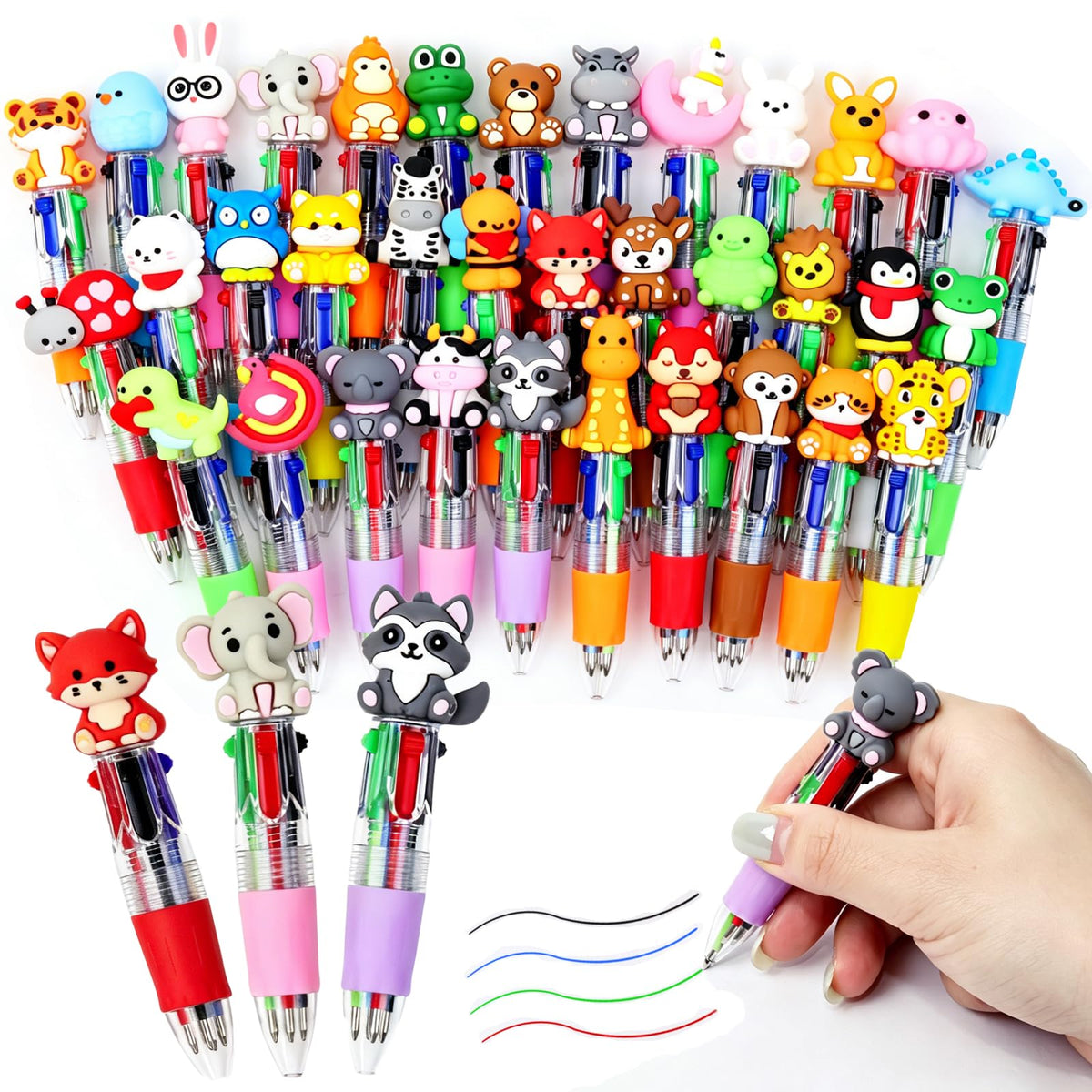 35 Pcs Mini Animal Multicolor Pens in One Fun Pens Bulk Gifts Party Favors