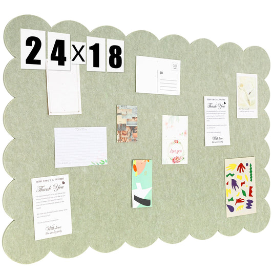 Mooliwe Scalloped Felt Bulletin Cork Board Foldable Sage Green 24 * 18 Inch