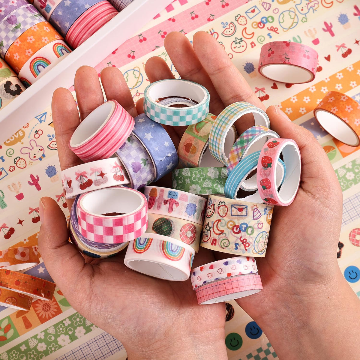 PAGEMORE 32 Rolls Colorful Cute Floral Writable Washi Tape Set, Decorative Tapes for Scrapbooking